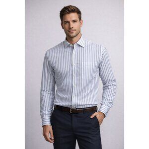 Jos. A. Bank Men's Dress Shirt 16.5/35 Traveler's Collection Tailored Cotton EUC